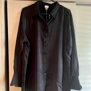 Simple classic black button down blouse